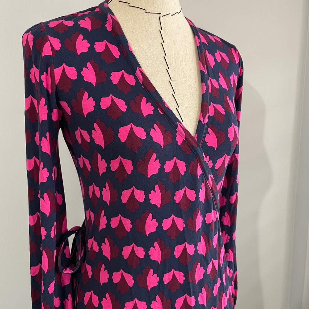 Boden Women's Elodie Pink‎ Petite Oak Leaf Wrap Surplice Dress US 6R Sexy Midi